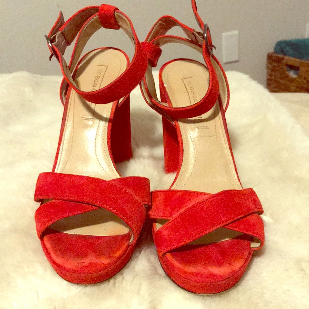BCBGMaxAzria red suede platform sandals